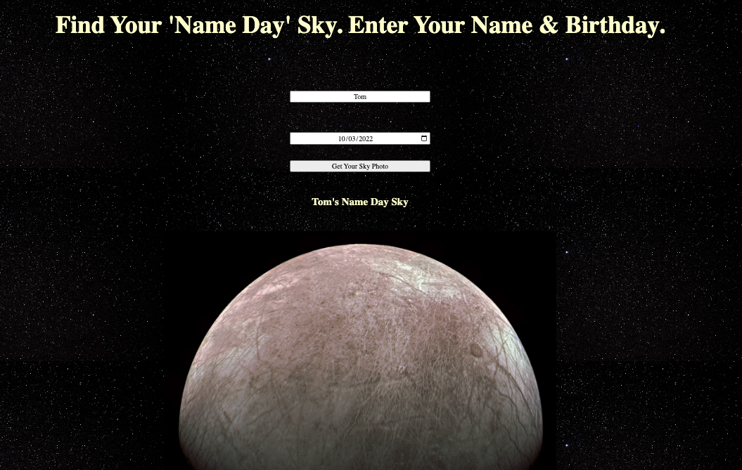 Name Day API website app thumbnail.
